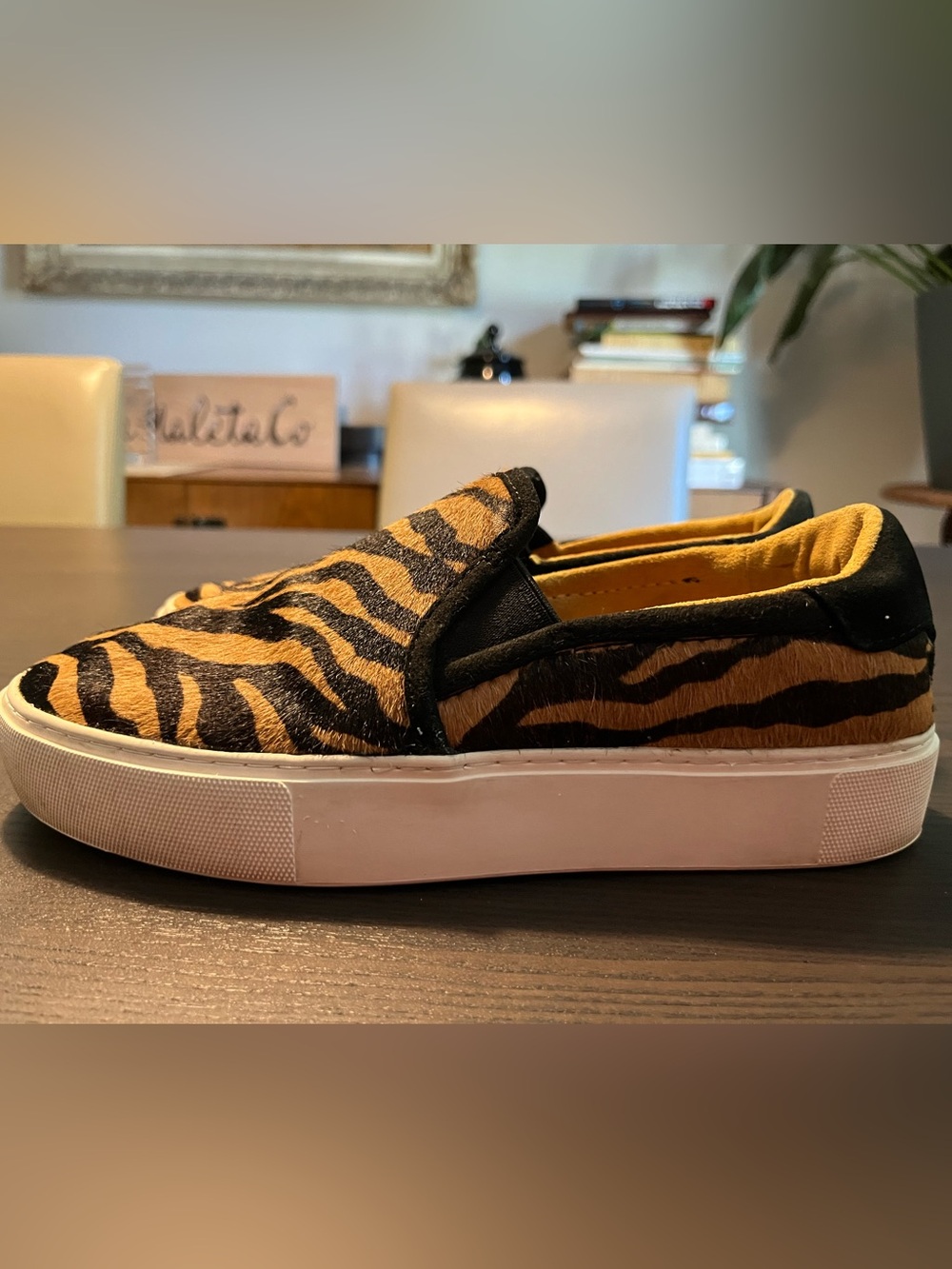 UGG Tiger Print Hair-On-Hide Platform Slip On Sneakers Women’s Size 6